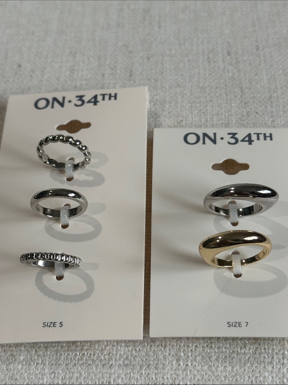 ON·34TH Mixed Silver and Gold Stackable Ring Set